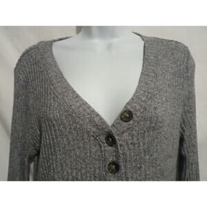 Loft Size M Gray Long Sleeve V-neck Sweater